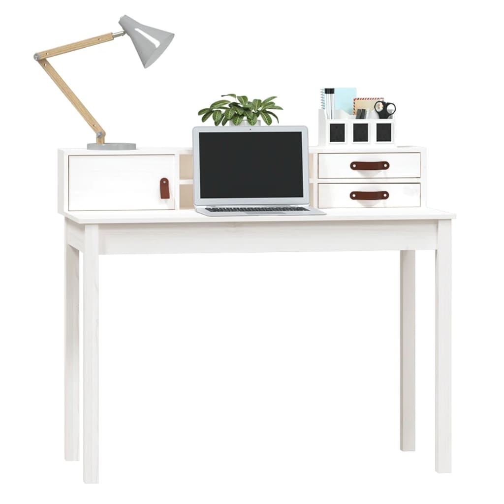 Bureau Blanc 110x50x93 cm Bois massif de pin Bureaux vidaXL