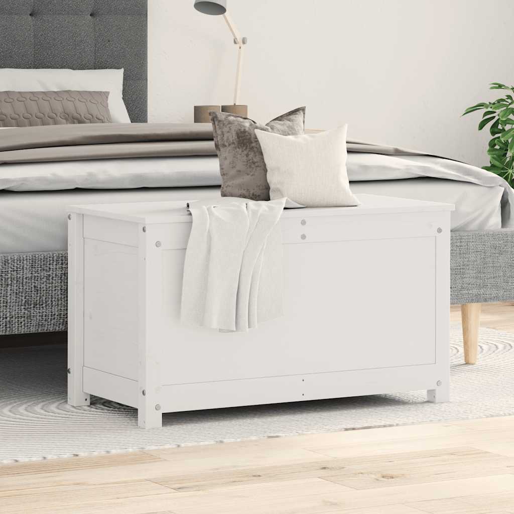 Boîte de rangement Blanc 80x40x45,5 cm Bois massif de pin - XIOS