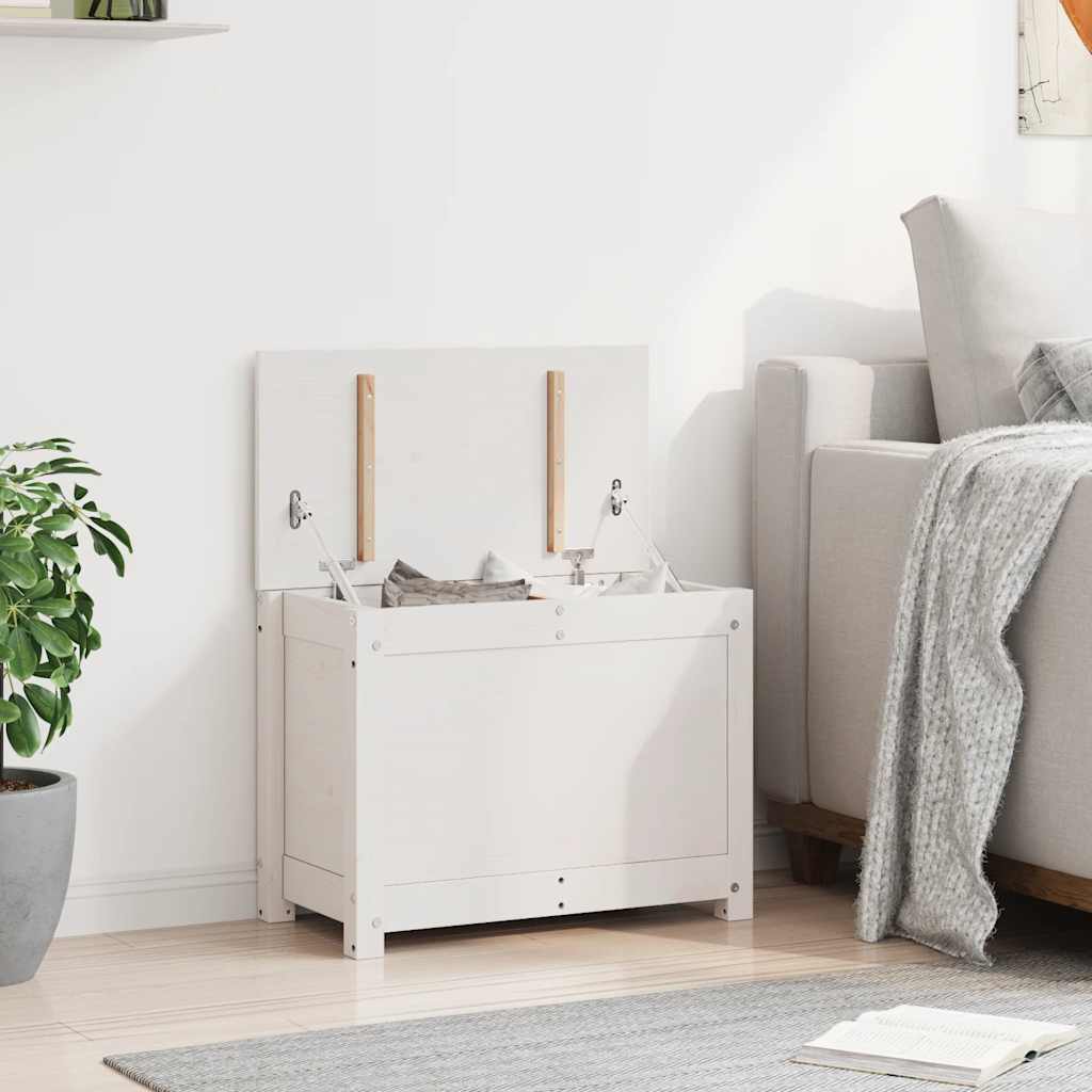 Boîte de rangement Blanc 60x32x45,5 cm Bois massif de pin - XIOS