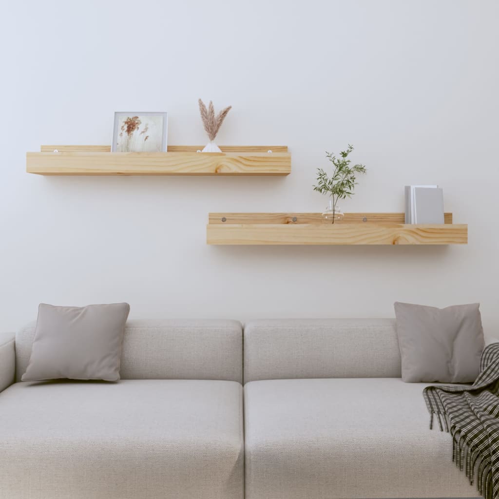 Étagères murales 2 pcs 80x12x9 cm Bois de pin massif - XIOS