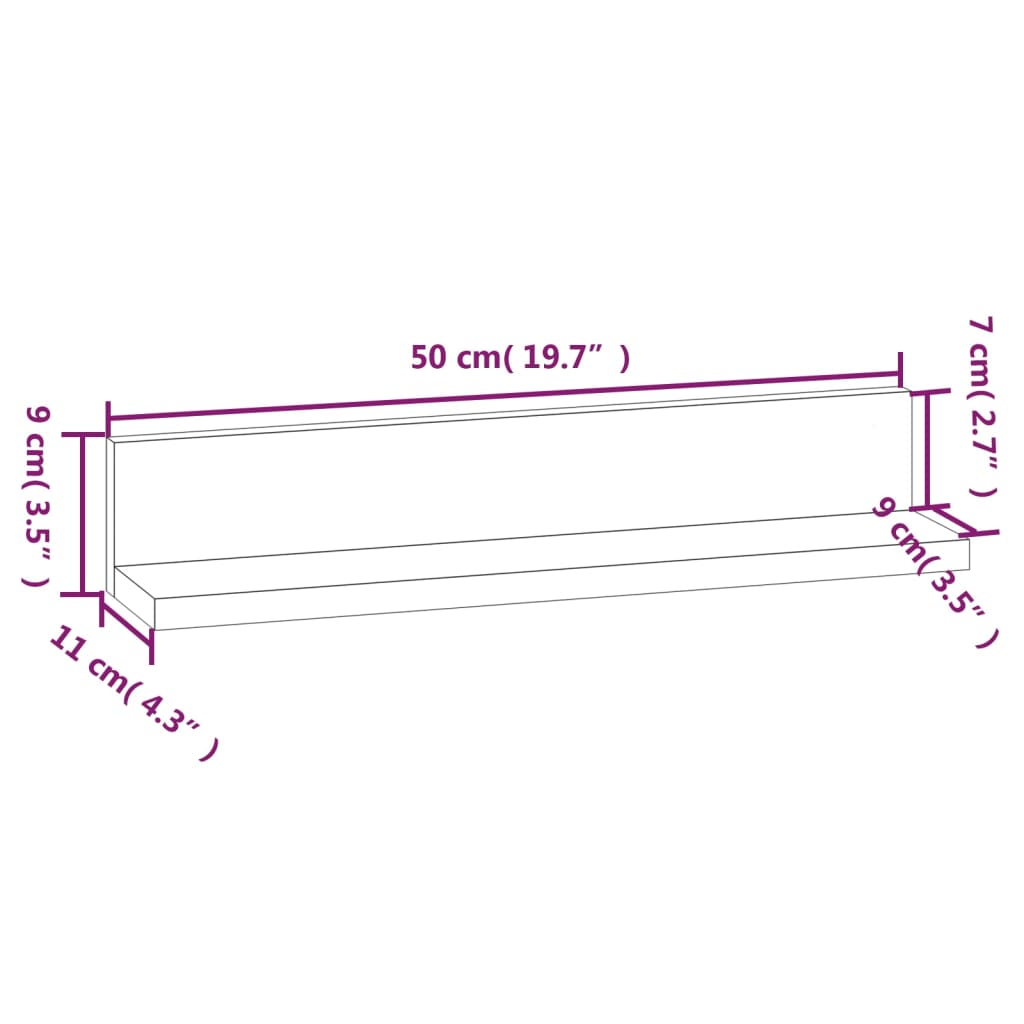 Étagères murales 2 pcs Blanc 50x11x9 cm Bois de pin massif - XIOS