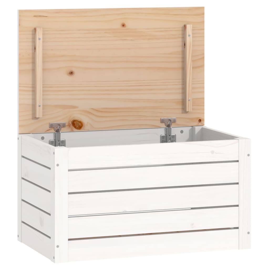 Boîte de rangement Blanc 59,5x36,5x33 cm Bois massif de pin - XIOS