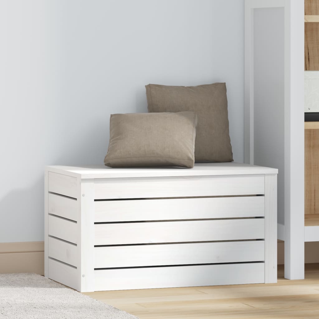 Boîte de rangement Blanc 59,5x36,5x33 cm Bois massif de pin - XIOS
