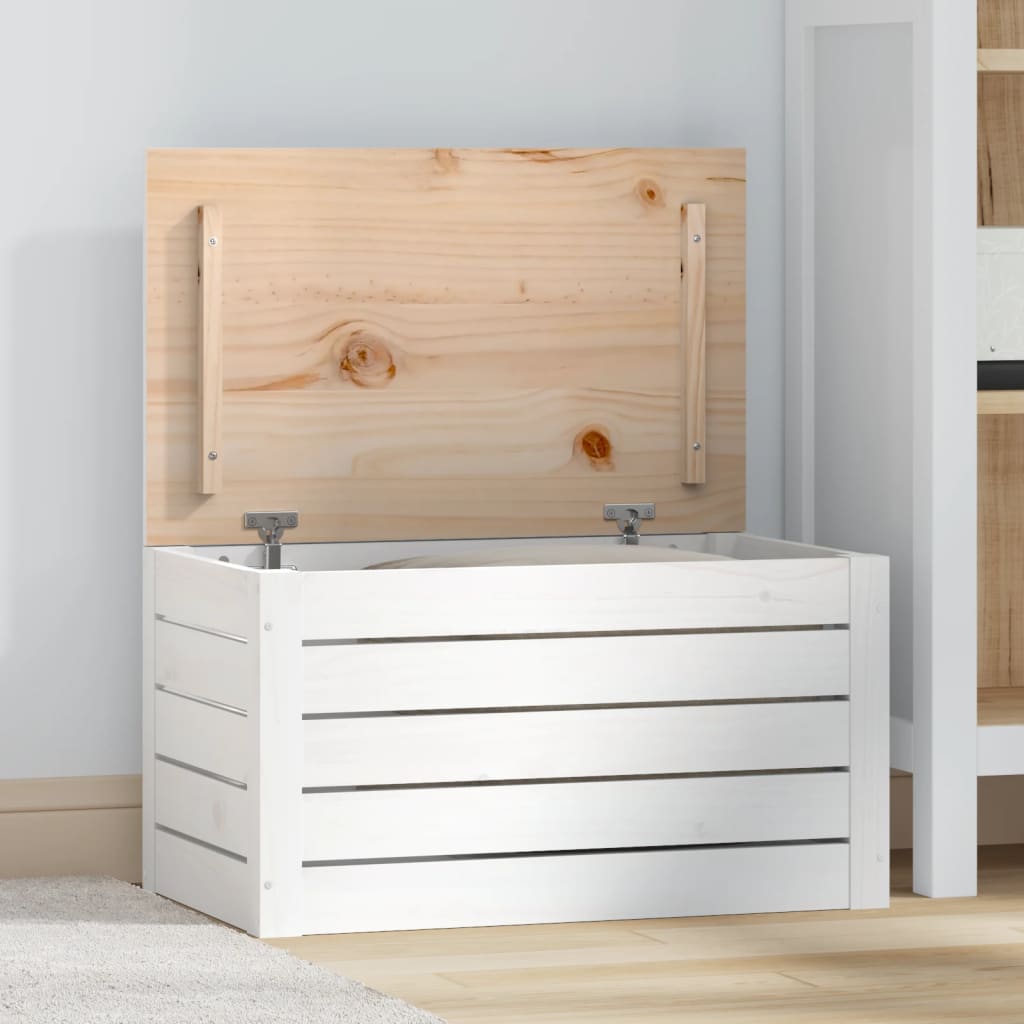 Boîte de rangement Blanc 59,5x36,5x33 cm Bois massif de pin - XIOS
