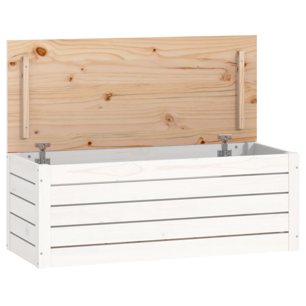 Boîte de rangement Blanc 89x36,5x33 cm Bois massif de pin Armoires & meubles de rangement vidaXL