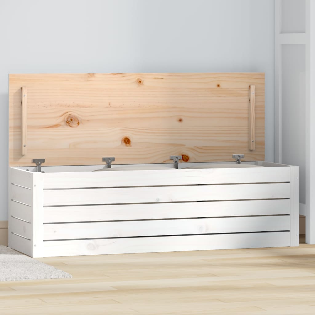 Boîte de rangement Blanc 109x36,5x33 cm Bois massif de pin - XIOS