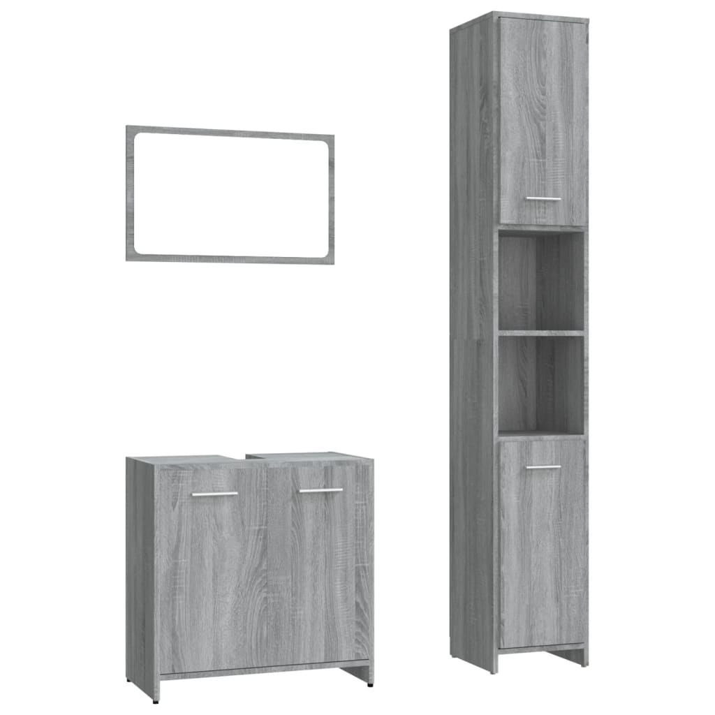 Ensemble de meubles de salle de bain 3 pcs Sonoma gris Ensembles de mobilier pour salles de bains vidaXL