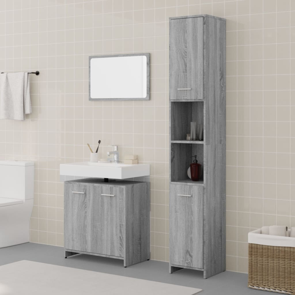 Ensemble de meubles de salle de bain 3 pcs Sonoma gris Ensembles de mobilier pour salles de bains vidaXL