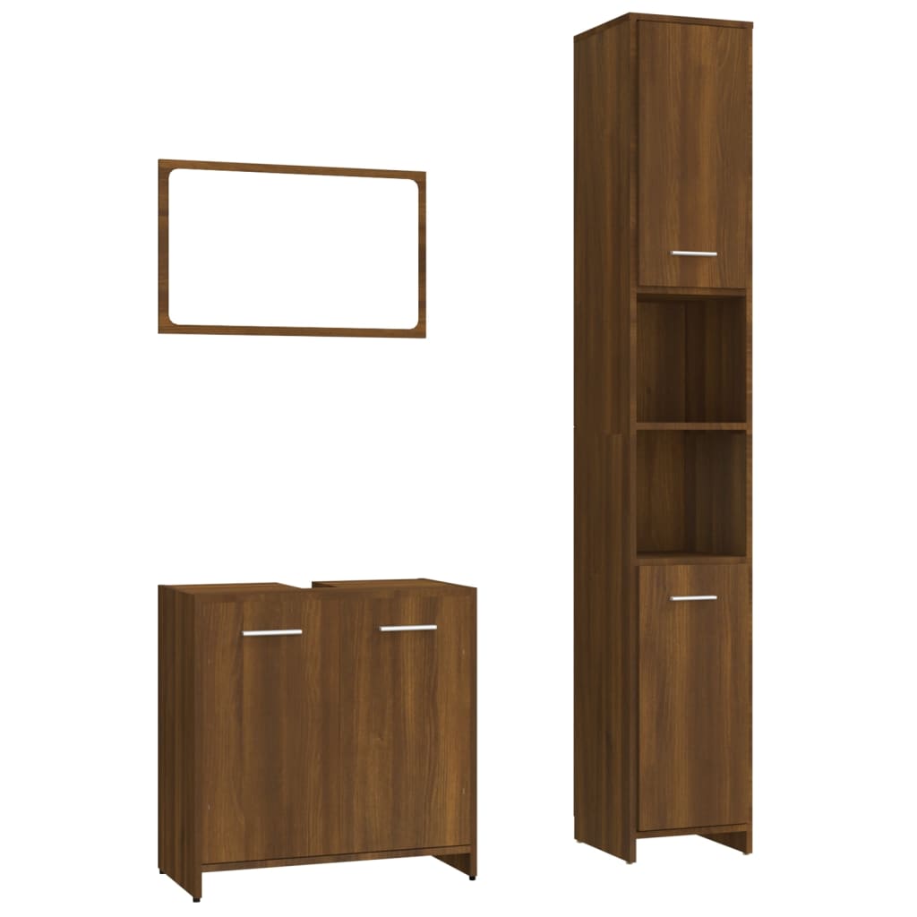 Ensemble de meubles de salle de bain 3 pcs Chêne marron Ensembles de mobilier pour salles de bains vidaXL