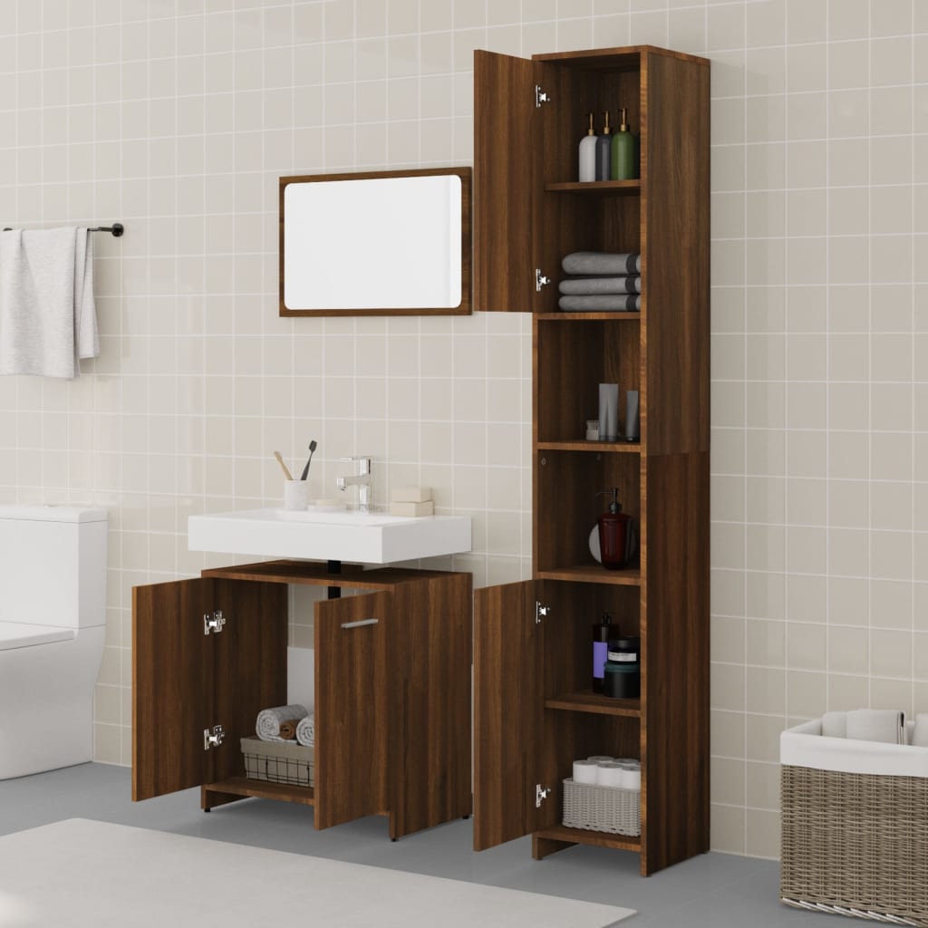Ensemble de meubles de salle de bain 3 pcs Chêne marron Ensembles de mobilier pour salles de bains vidaXL