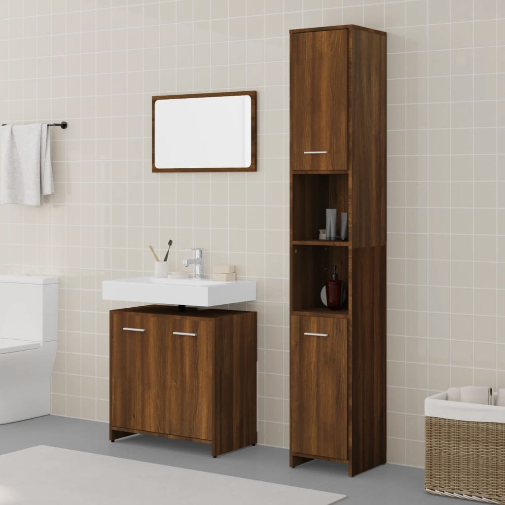 Ensemble de meubles de salle de bain 3 pcs Chêne marron Ensembles de mobilier pour salles de bains vidaXL