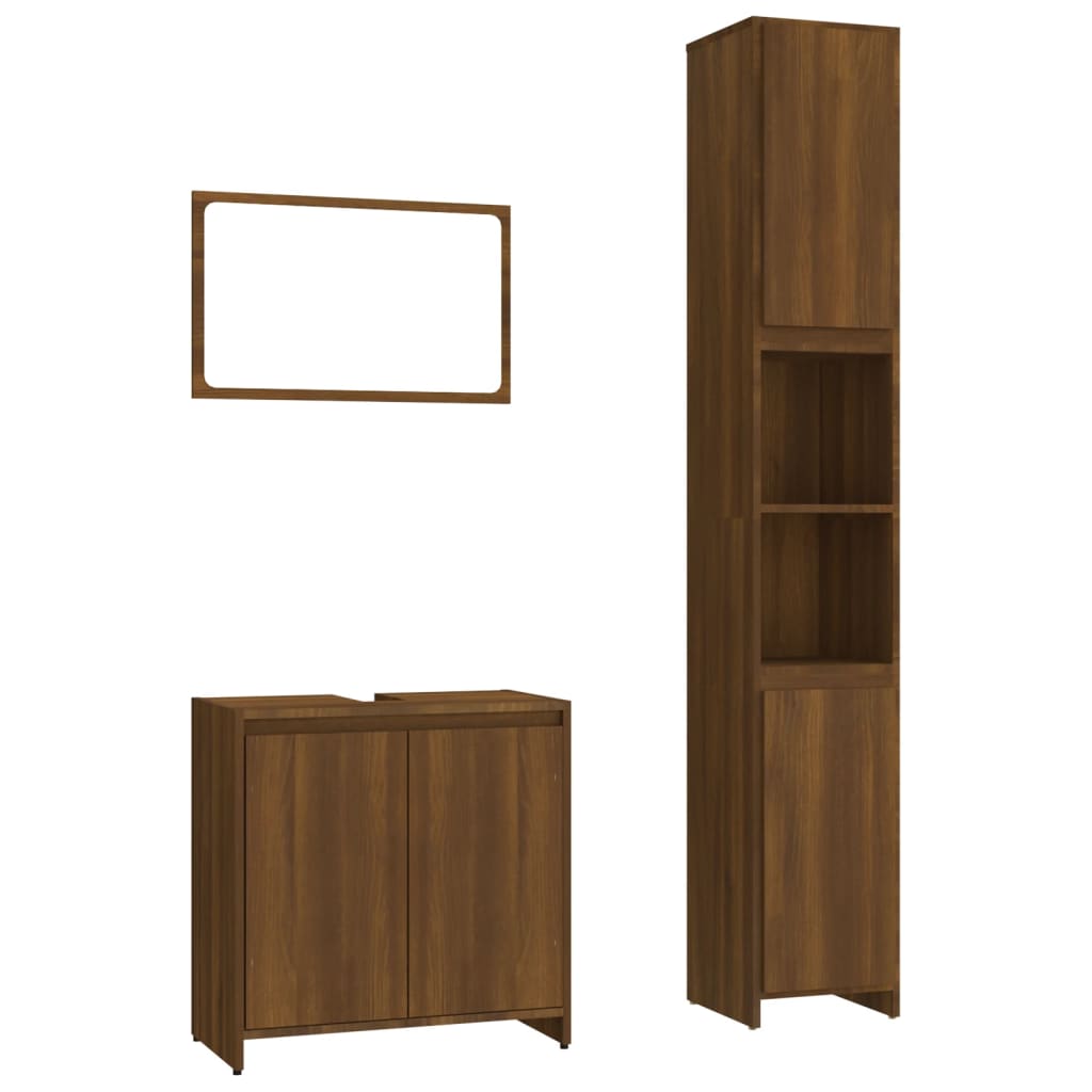 Ensemble de meubles de salle de bain 3 pcs Chêne marron Ensembles de mobilier pour salles de bains vidaXL