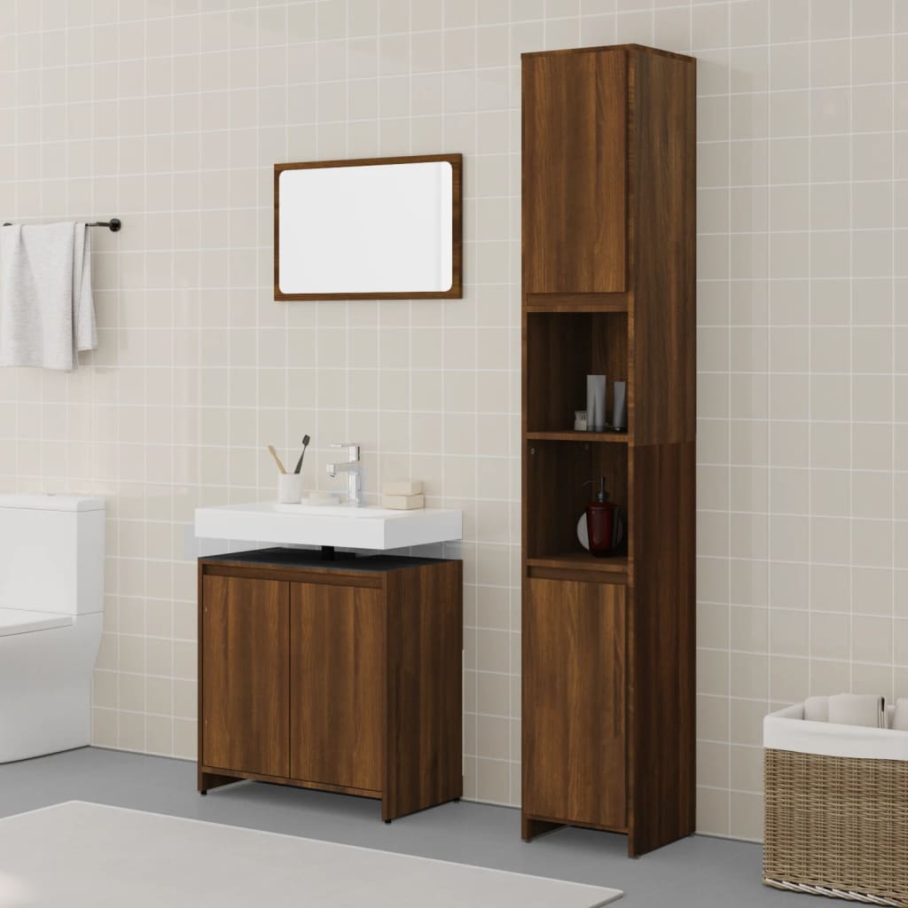 Ensemble de meubles de salle de bain 3 pcs Chêne marron Ensembles de mobilier pour salles de bains vidaXL