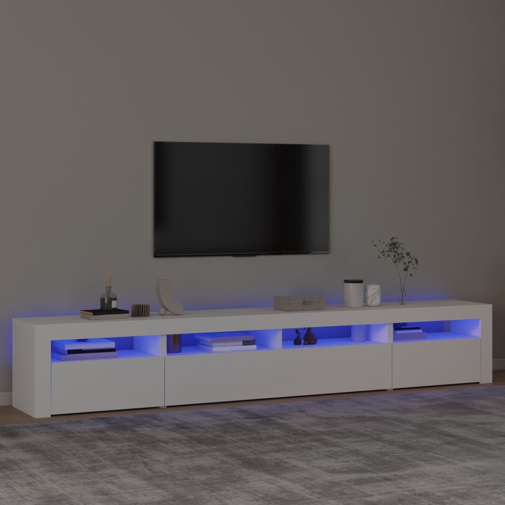 Meuble TV avec lumières LED Blanc 240x35x40 cm - XIOS