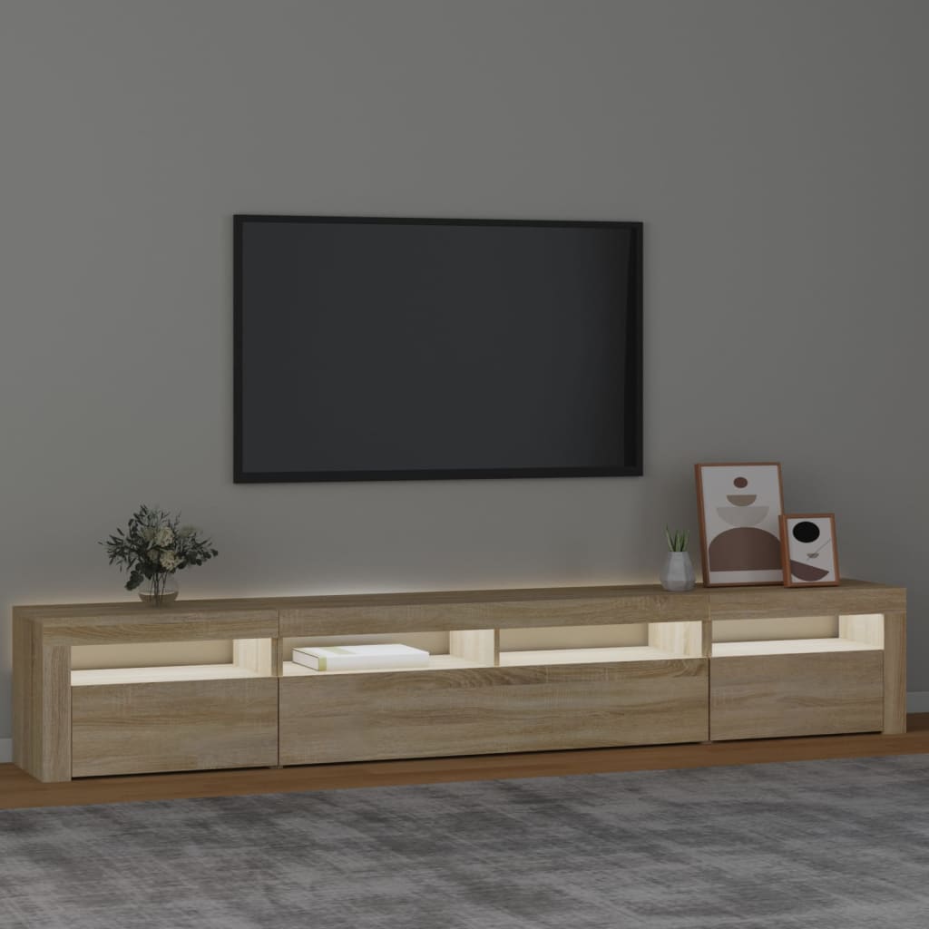 Meuble TV avec lumières LED Chêne sonoma 240x35x40 cm - XIOS