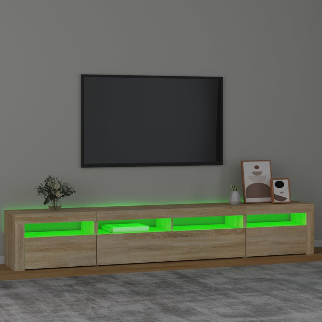 Meuble TV avec lumières LED Chêne sonoma 240x35x40 cm - XIOS