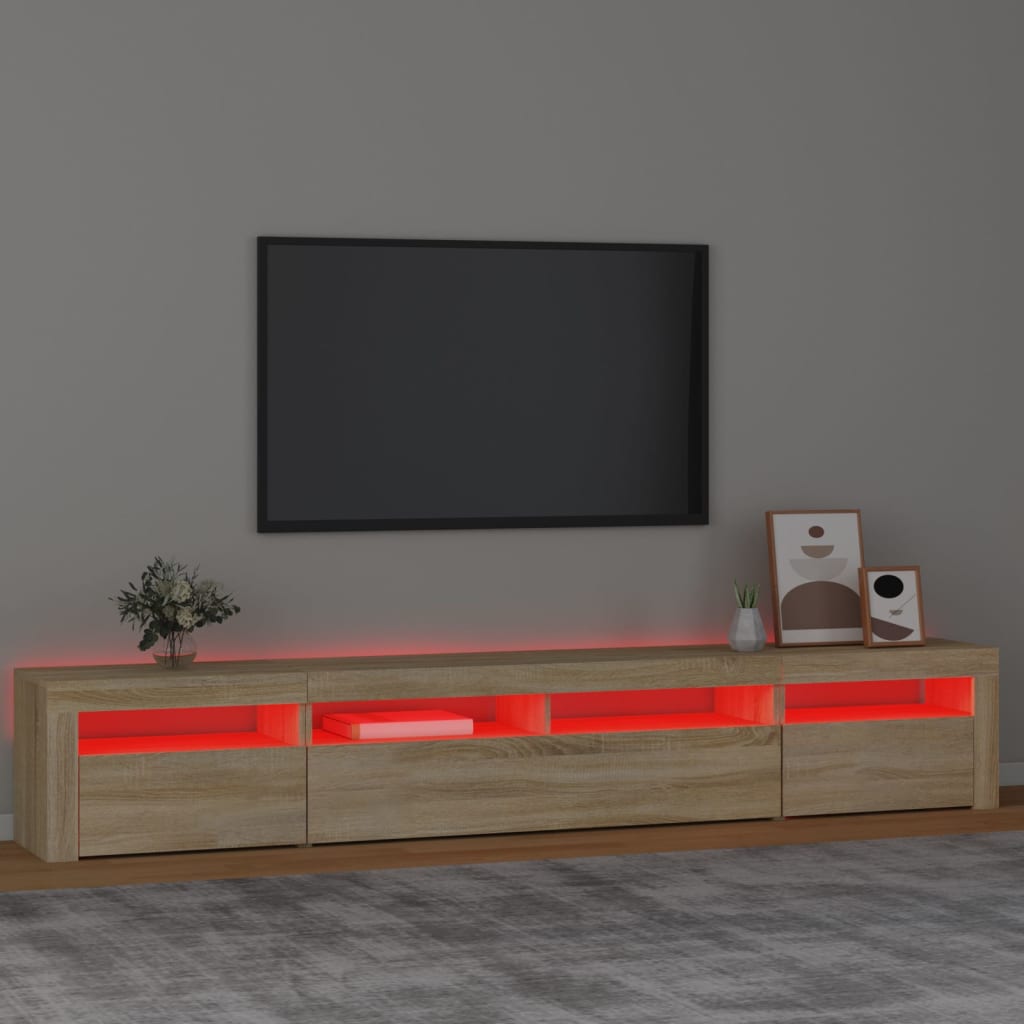 Meuble TV avec lumières LED Chêne sonoma 240x35x40 cm - XIOS