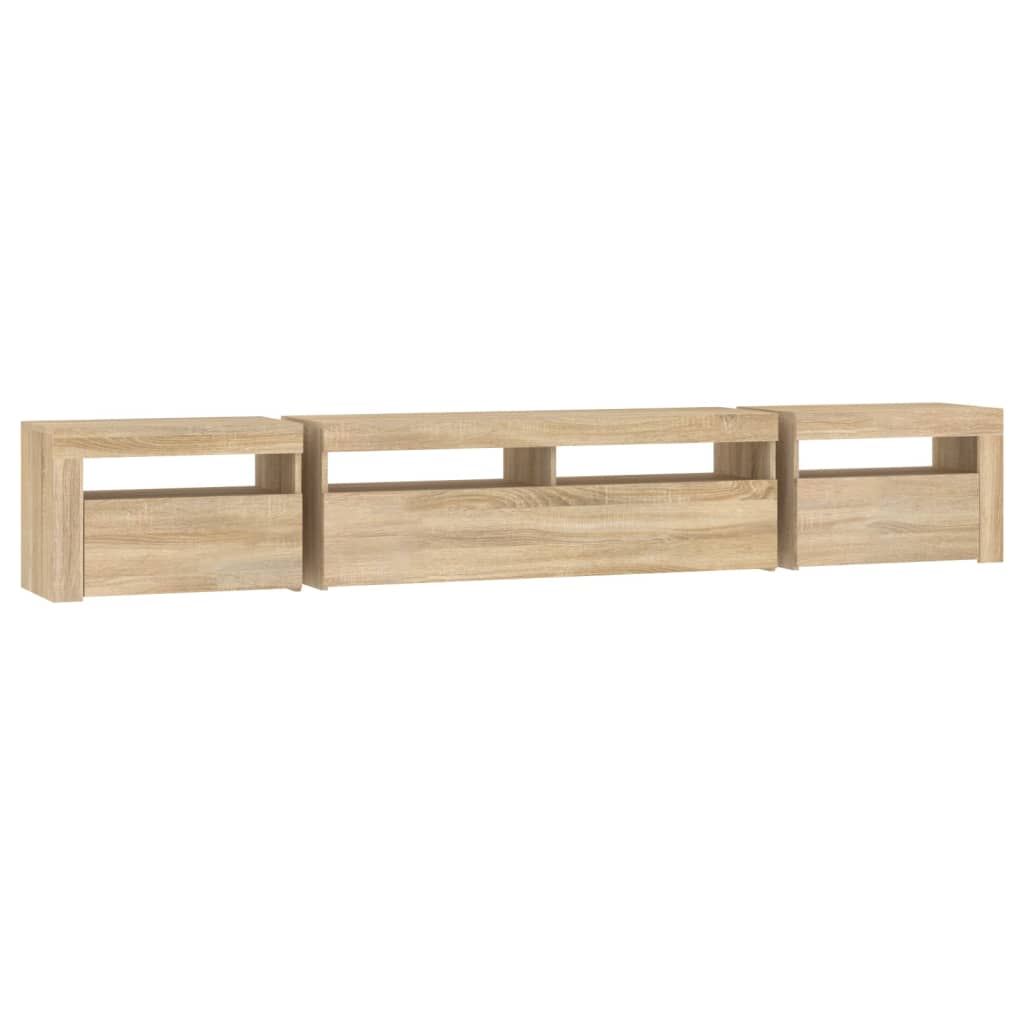 Meuble TV avec lumières LED Chêne sonoma 240x35x40 cm - XIOS