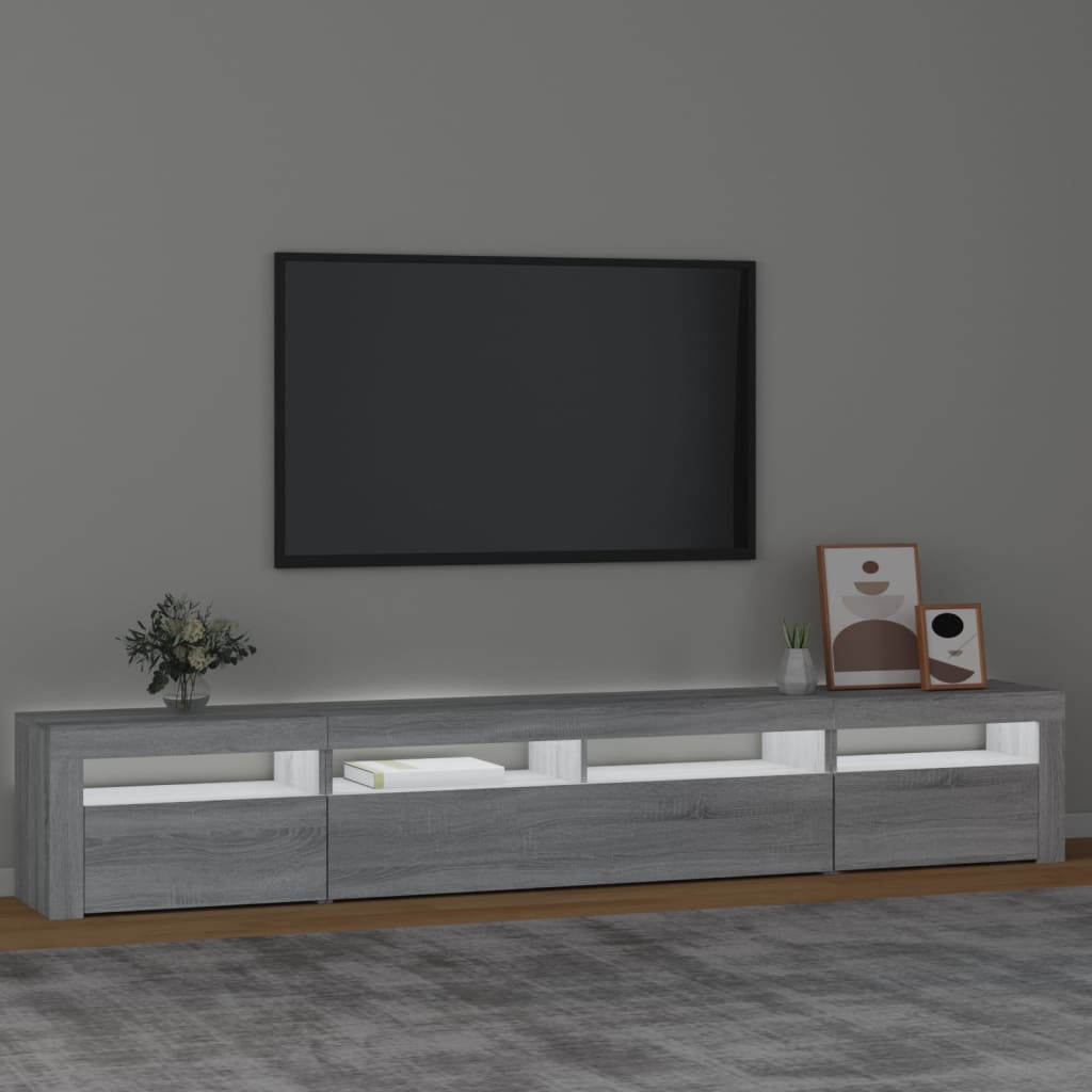 Meuble TV avec lumières LED Sonoma gris 240x35x40 cm - XIOS