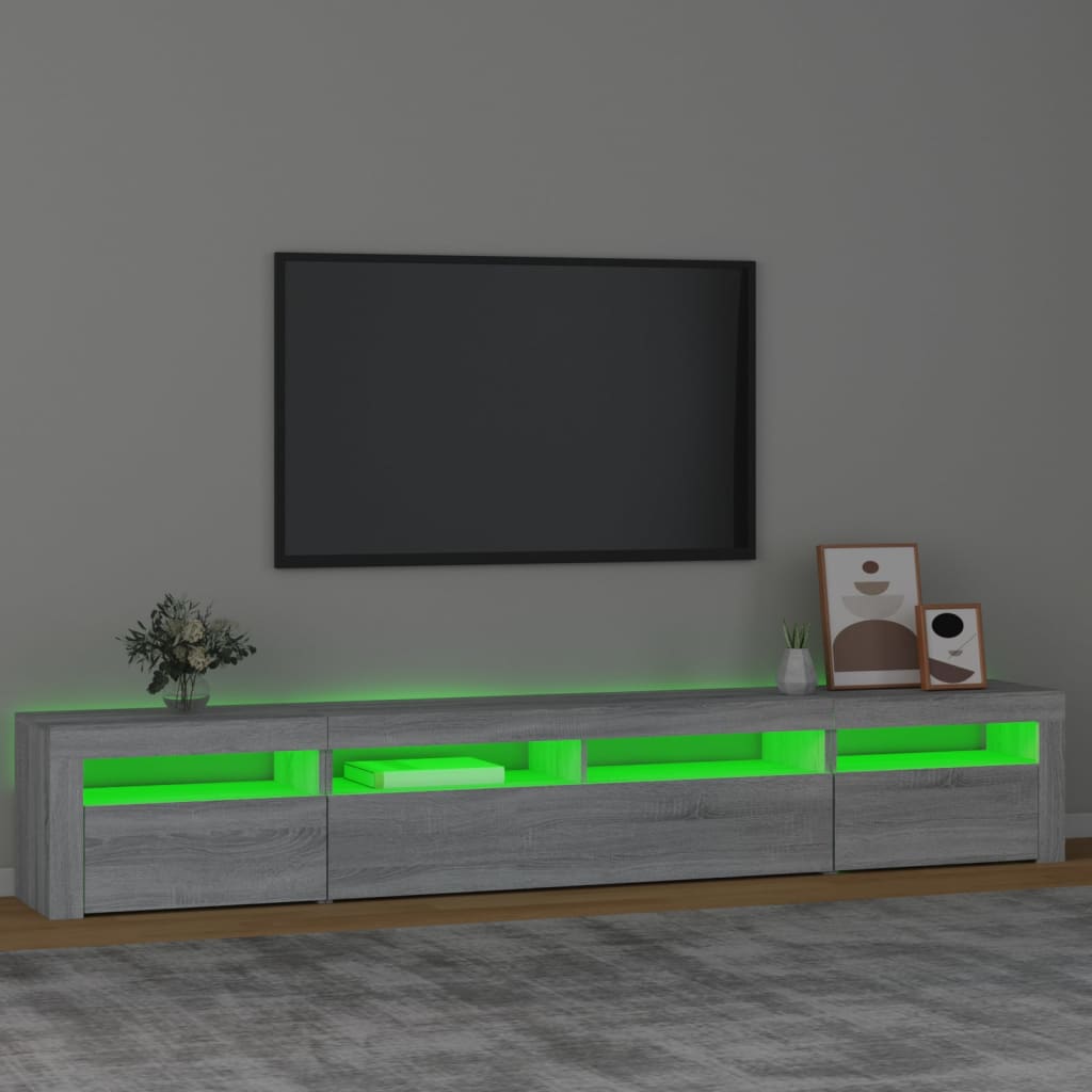 Meuble TV avec lumières LED Sonoma gris 240x35x40 cm - XIOS