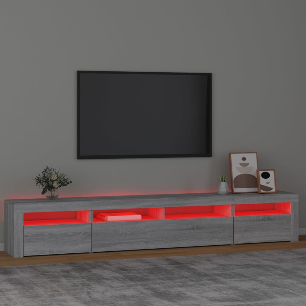 Meuble TV avec lumières LED Sonoma gris 240x35x40 cm - XIOS