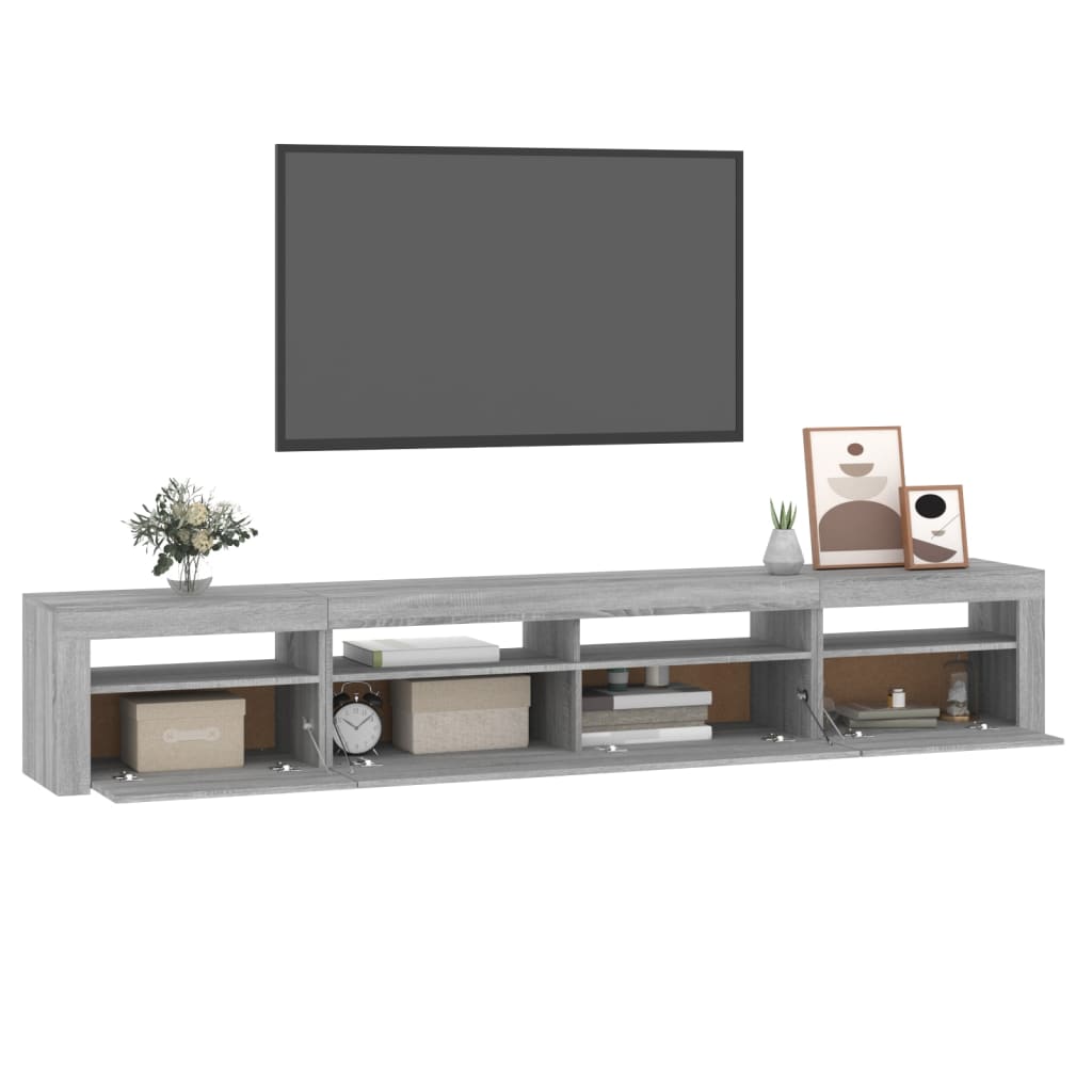 Meuble TV avec lumières LED Sonoma gris 240x35x40 cm - XIOS