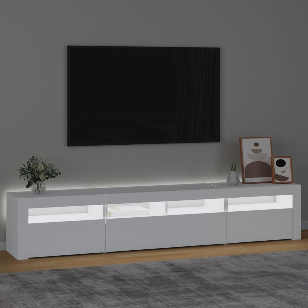 Meuble TV avec lumières LED Blanc 210x35x40 cm - XIOS