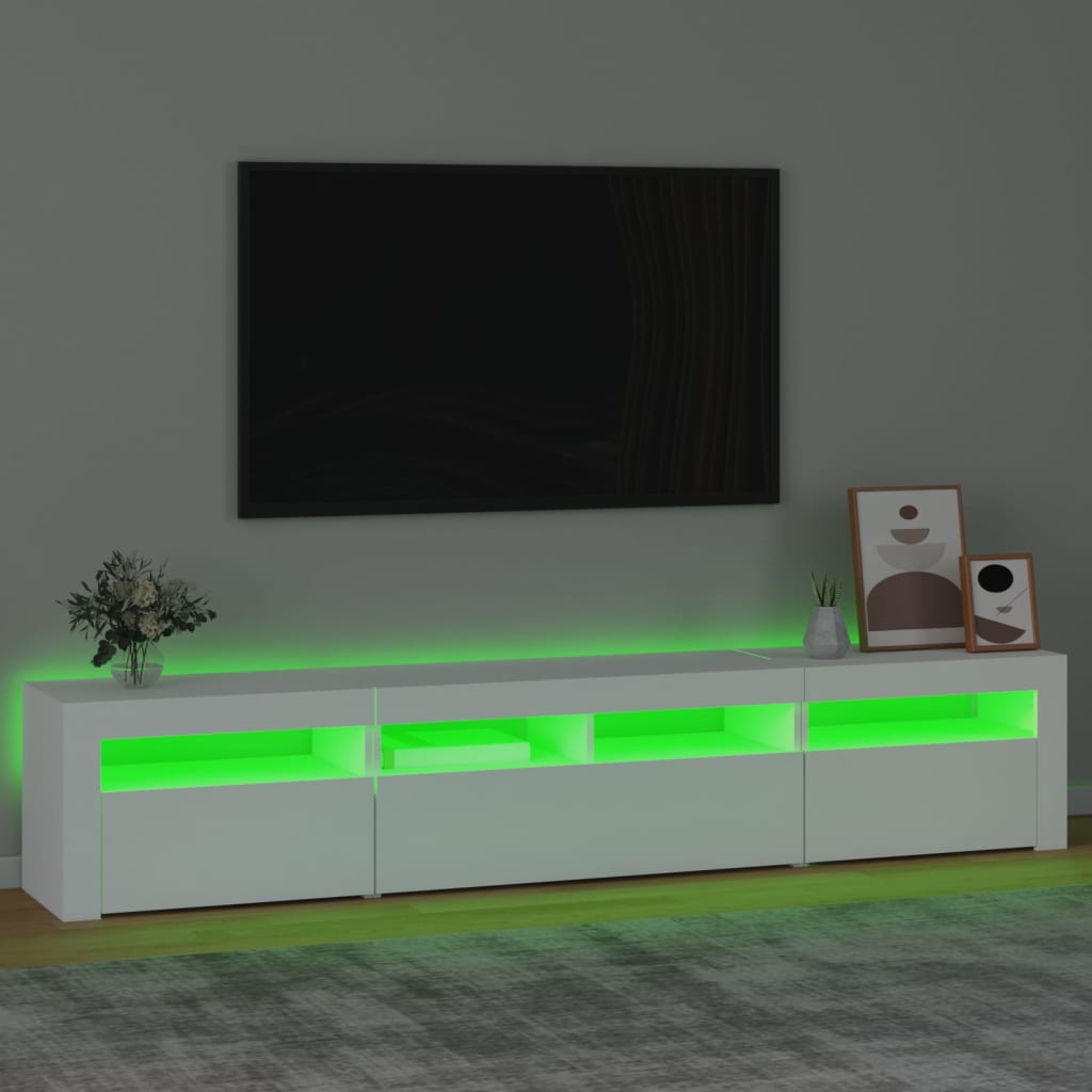 Meuble TV avec lumières LED Blanc 210x35x40 cm - XIOS