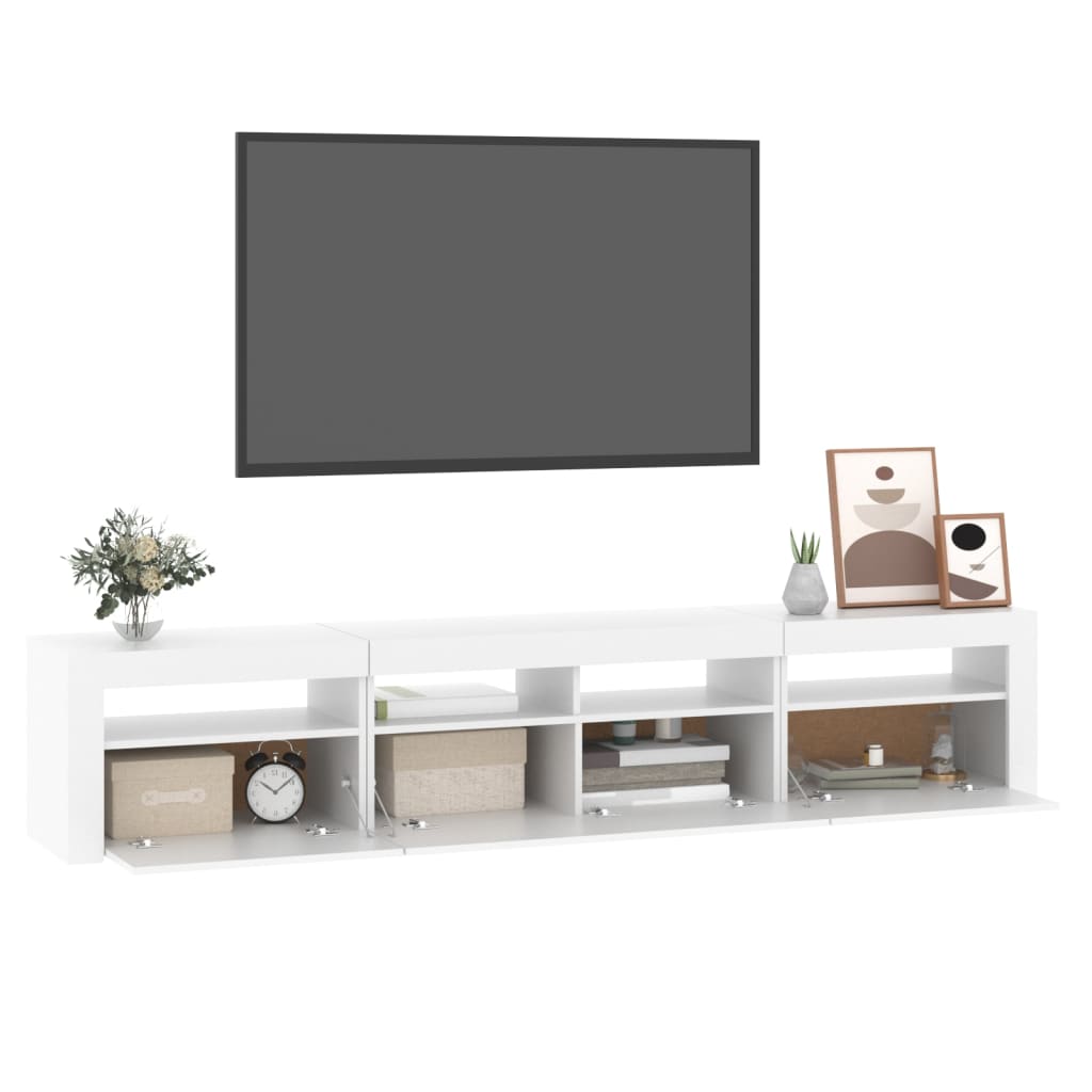 Meuble TV avec lumières LED Blanc 210x35x40 cm - XIOS