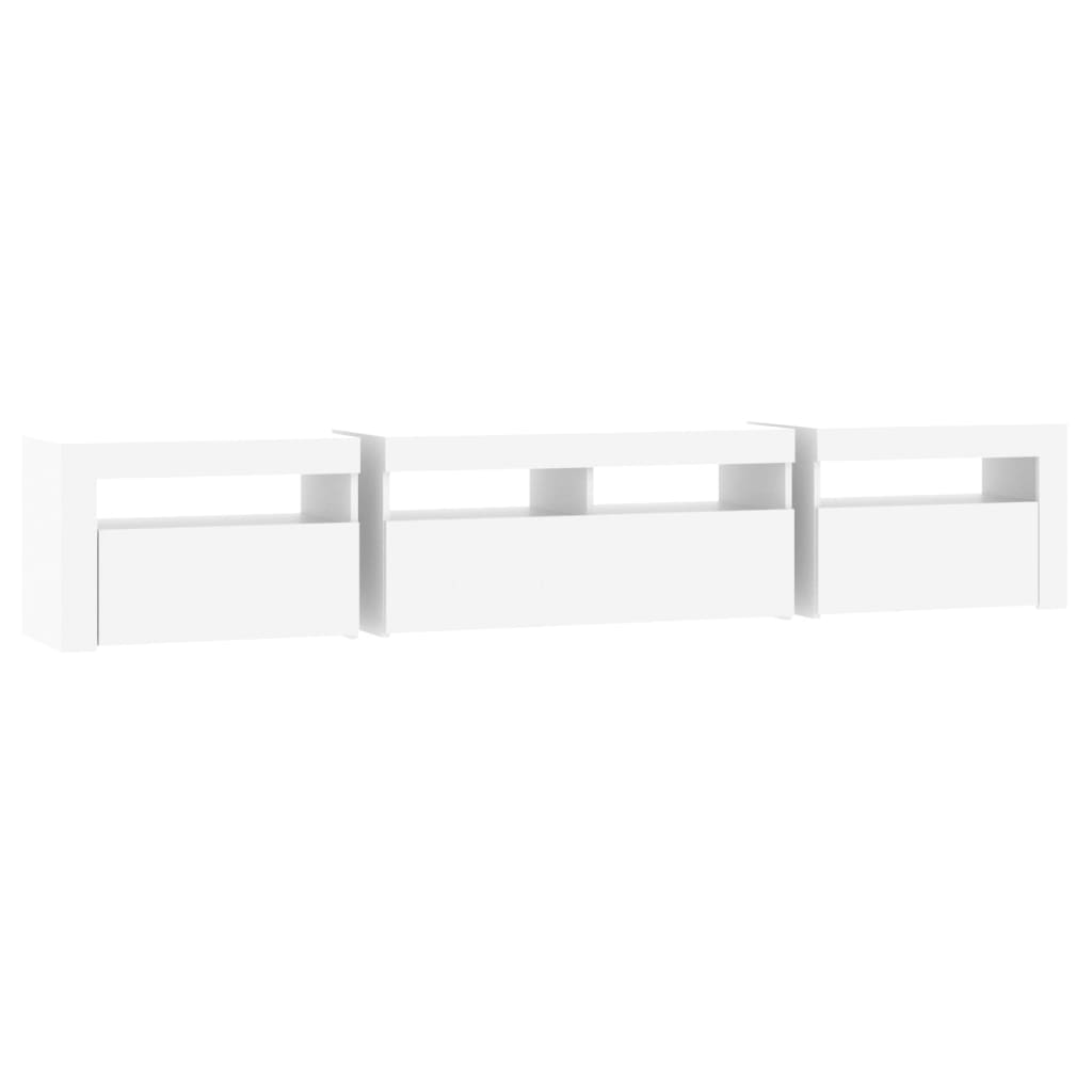 Meuble TV avec lumières LED Blanc 210x35x40 cm - XIOS