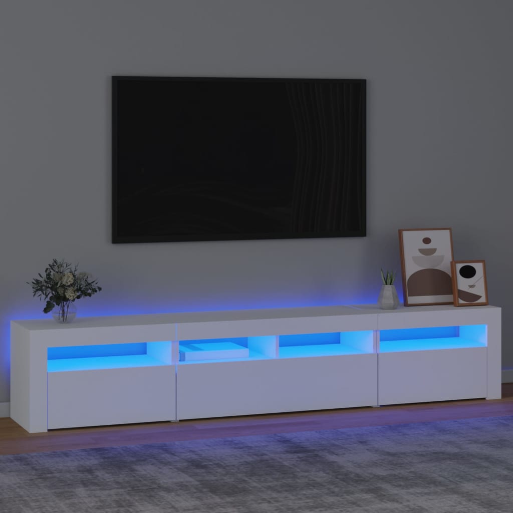 Meuble TV avec lumières LED Blanc 210x35x40 cm - XIOS