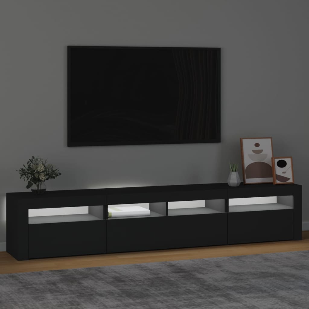 Meuble TV avec lumières LED Noir 210x35x40 cm - XIOS