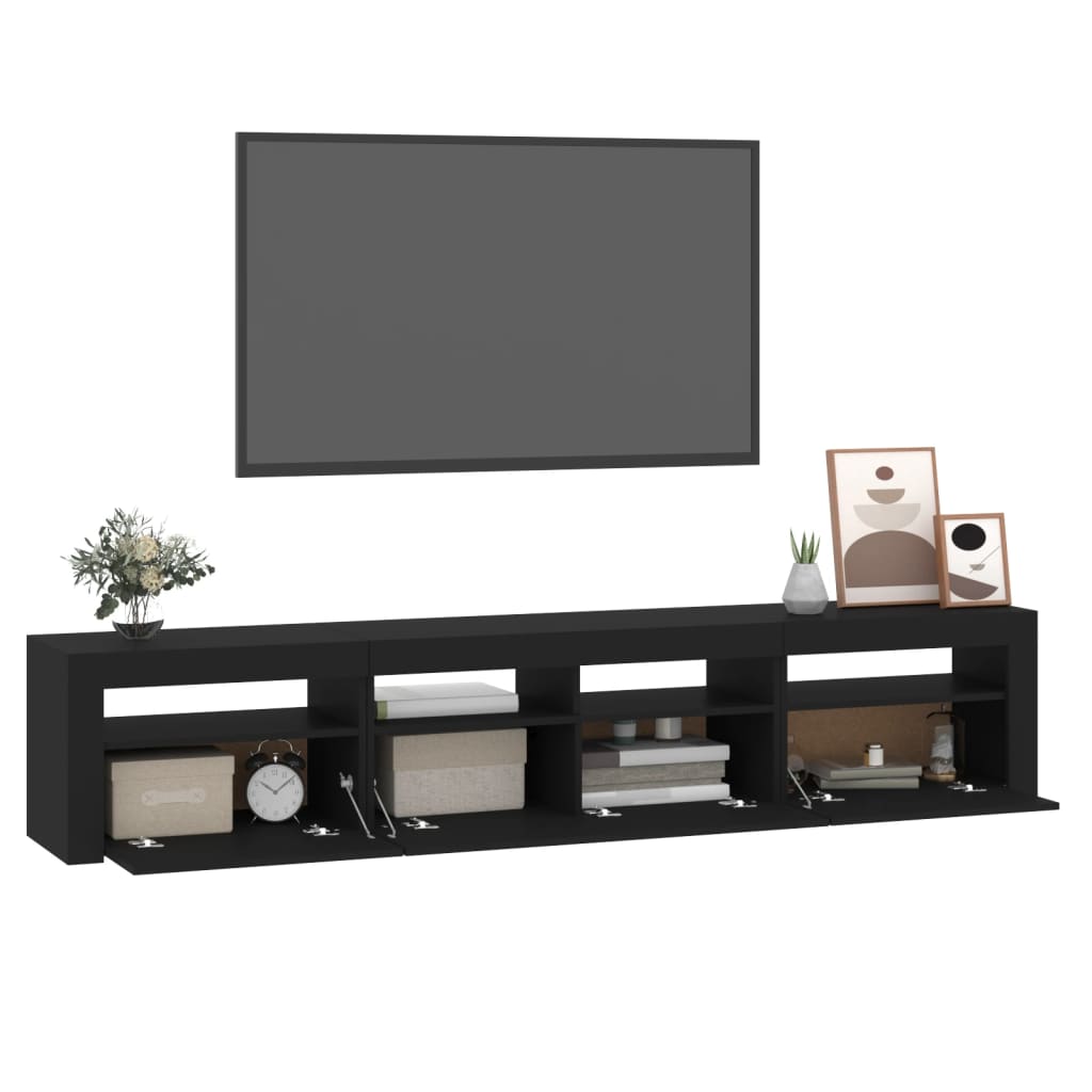 Meuble TV avec lumières LED Noir 210x35x40 cm - XIOS