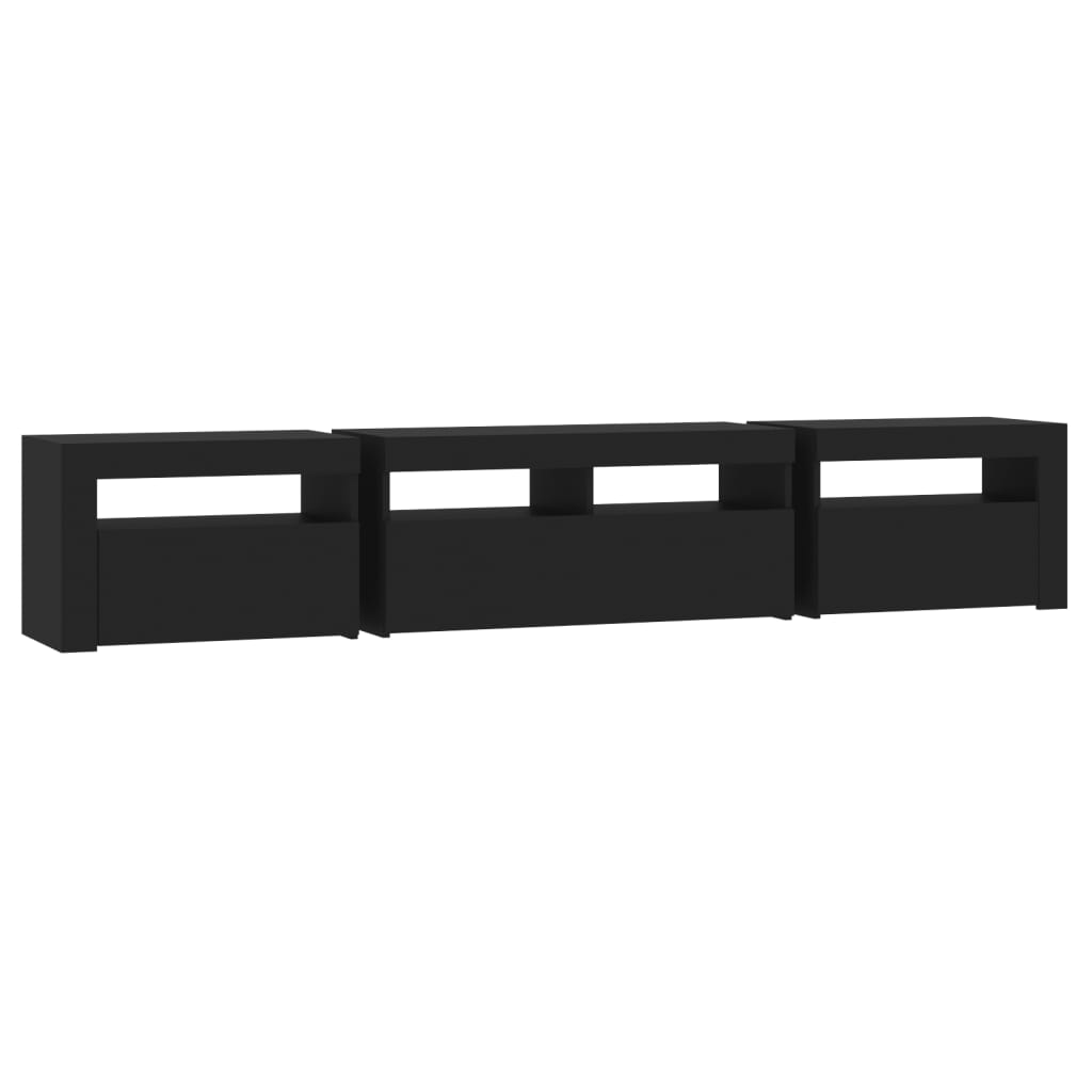Meuble TV avec lumières LED Noir 210x35x40 cm - XIOS