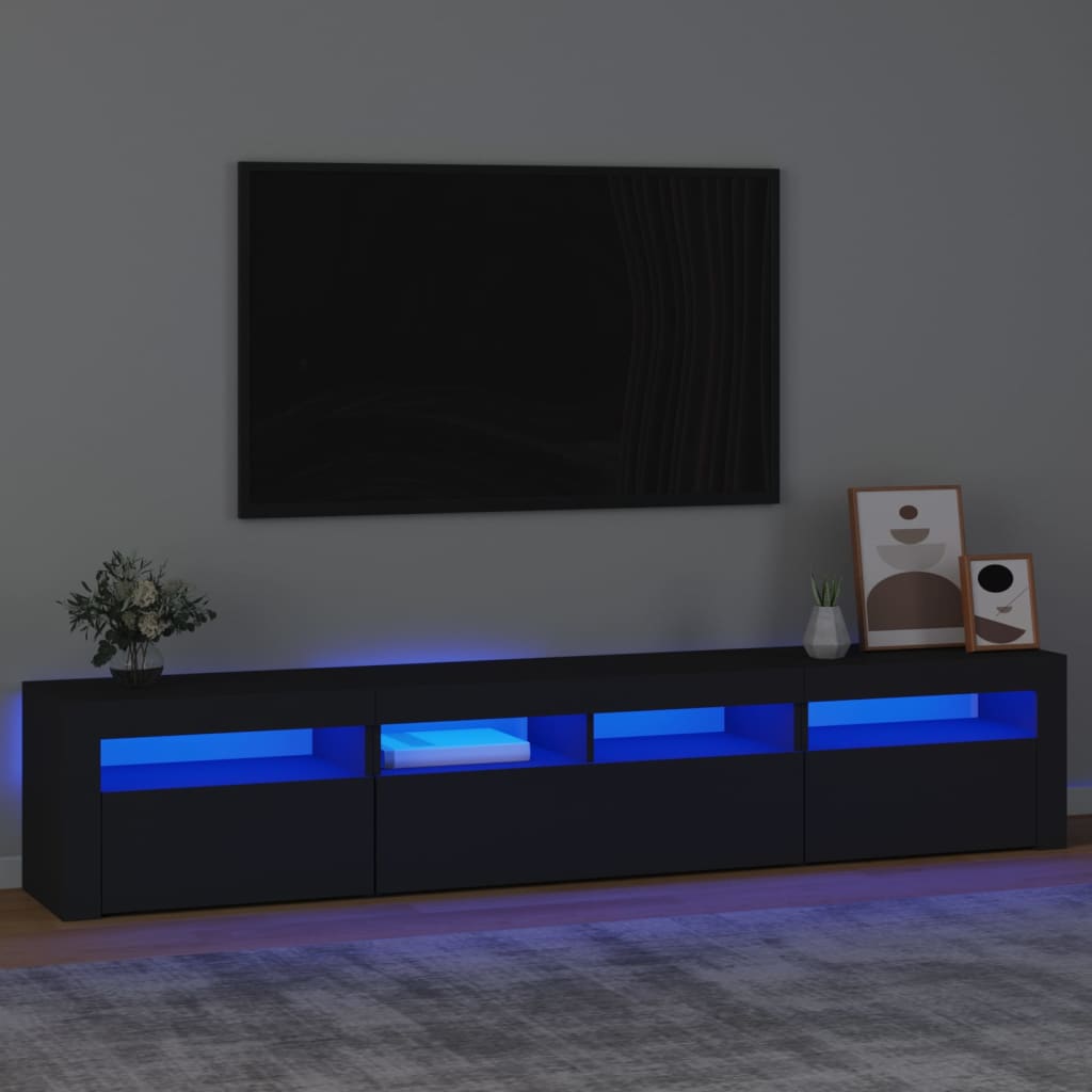 Meuble TV avec lumières LED Noir 210x35x40 cm - XIOS