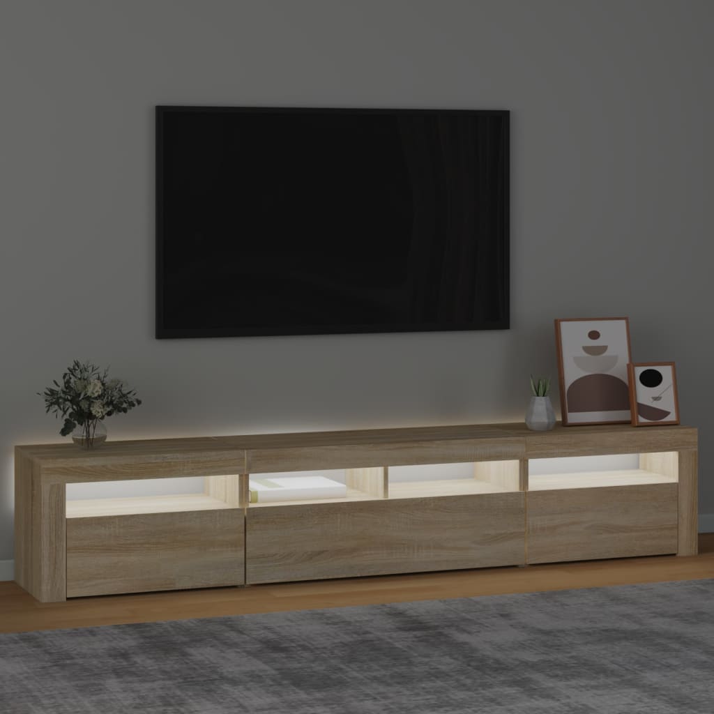Meuble TV avec lumières LED Chêne sonoma 210x35x40 cm - XIOS