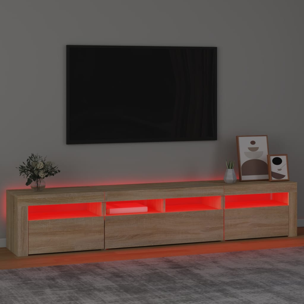 Meuble TV avec lumières LED Chêne sonoma 210x35x40 cm - XIOS