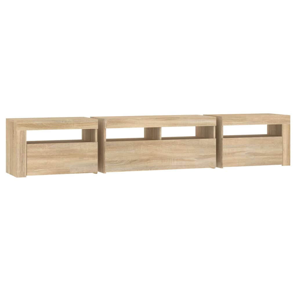 Meuble TV avec lumières LED Chêne sonoma 210x35x40 cm - XIOS