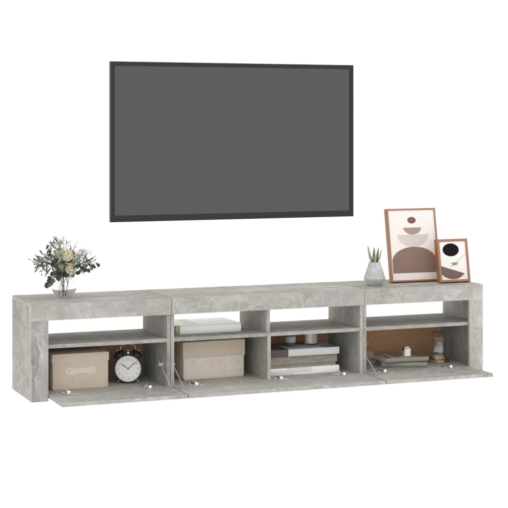 Meuble TV avec lumières LED Gris béton 210x35x40 cm - XIOS