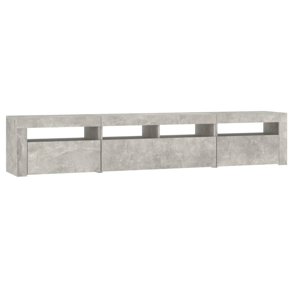 Meuble TV avec lumières LED Gris béton 210x35x40 cm - XIOS