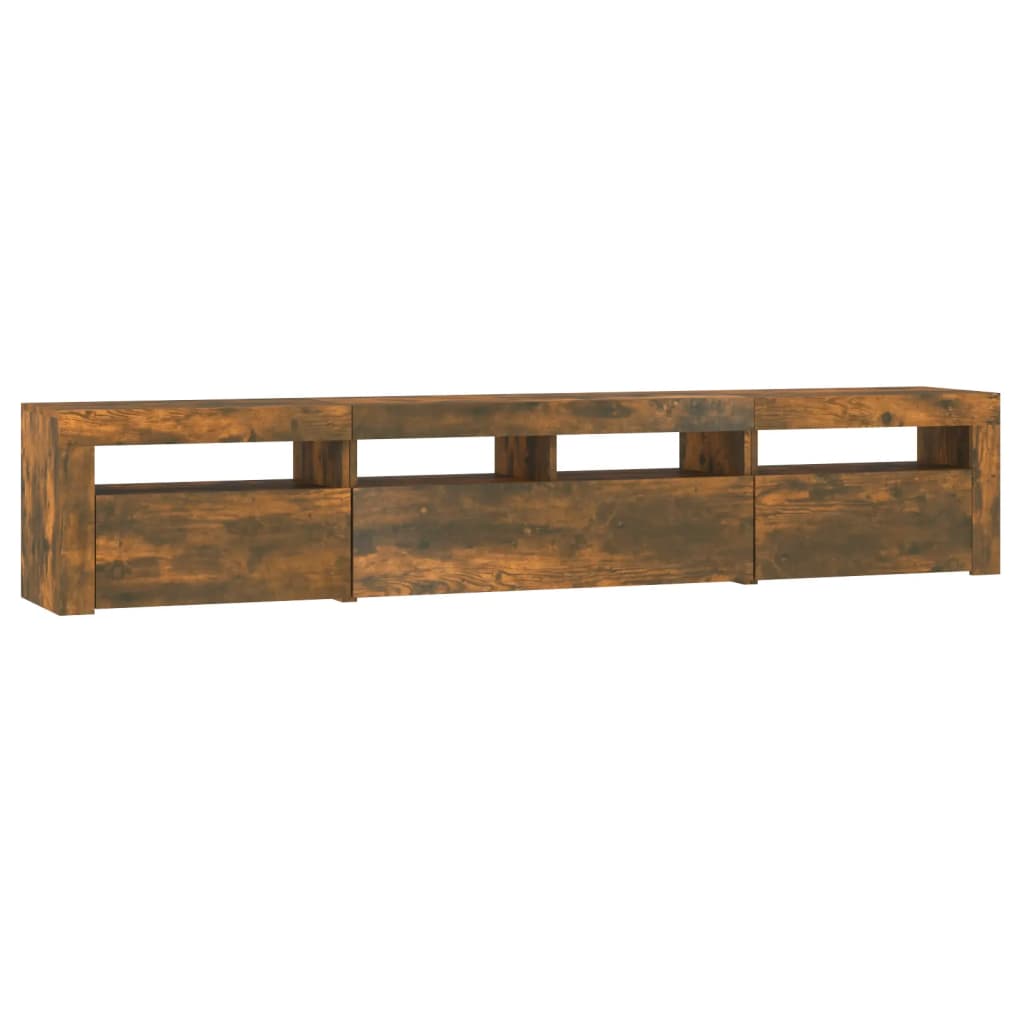 Meuble TV avec lumières LED Chêne fumé 210x35x40 cm - XIOS
