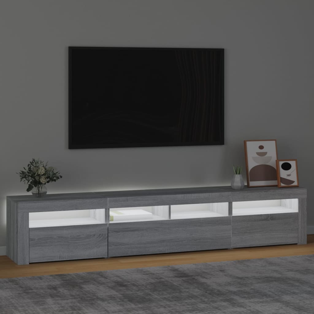 Meuble TV avec lumières LED Sonoma gris 210x35x40 cm - XIOS