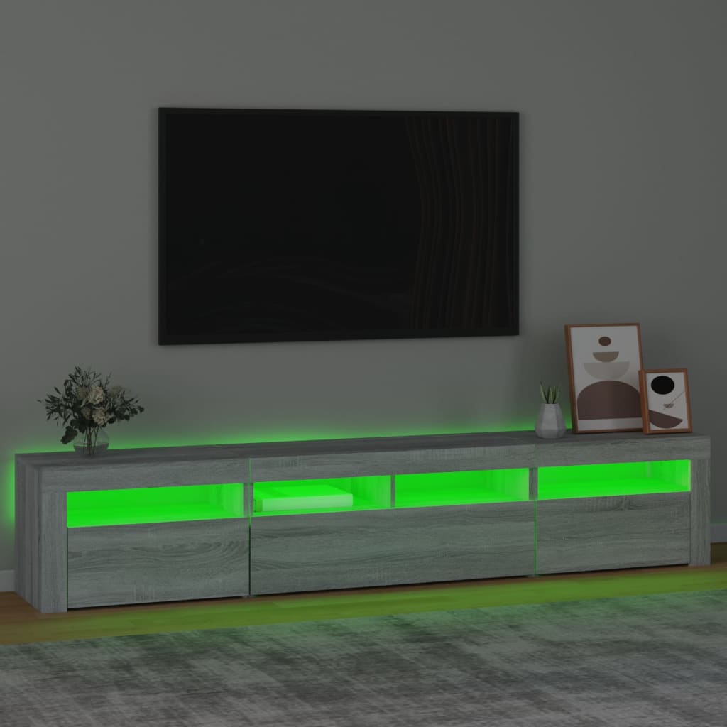 Meuble TV avec lumières LED Sonoma gris 210x35x40 cm - XIOS