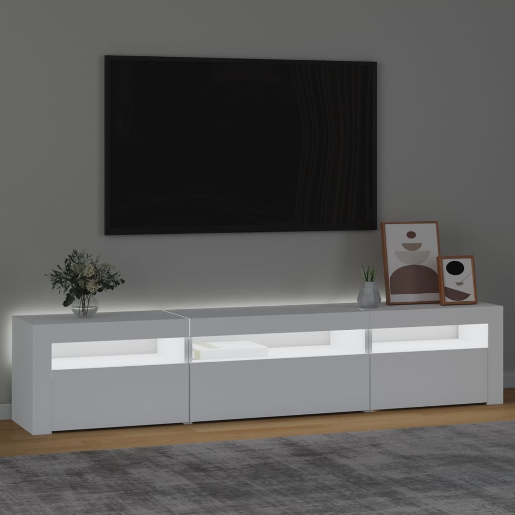 Meuble TV avec lumières LED Blanc 195x35x40 cm - XIOS
