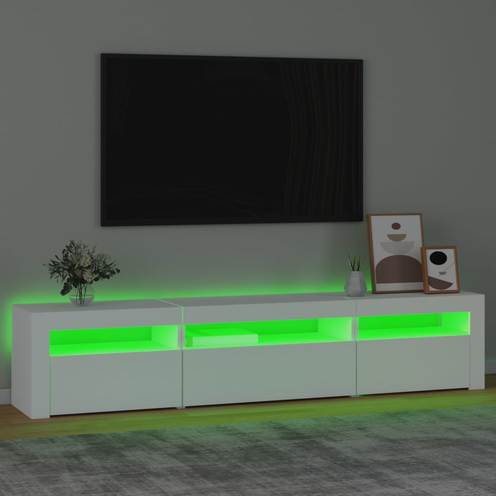 Meuble TV avec lumières LED Blanc 195x35x40 cm - XIOS