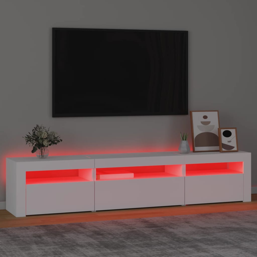 Meuble TV avec lumières LED Blanc 195x35x40 cm - XIOS