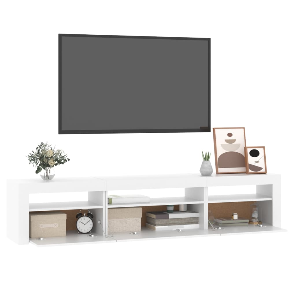 Meuble TV avec lumières LED Blanc 195x35x40 cm - XIOS