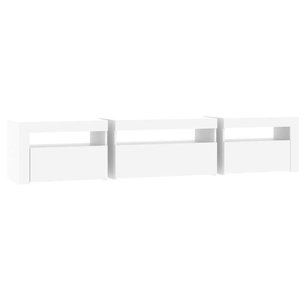 Meuble TV avec lumières LED Blanc 195x35x40 cm - XIOS