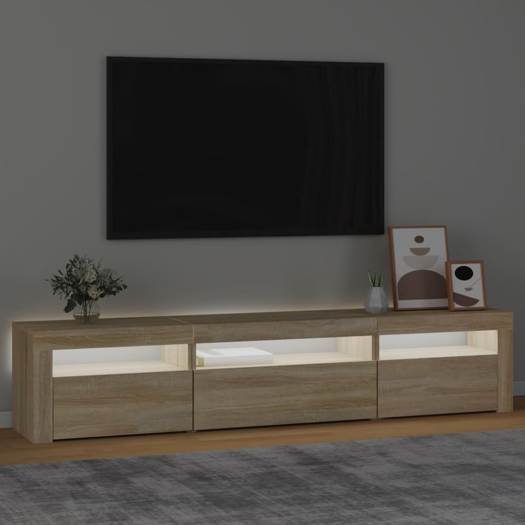 Meuble TV avec lumières LED Chêne sonoma 195x35x40 cm - XIOS