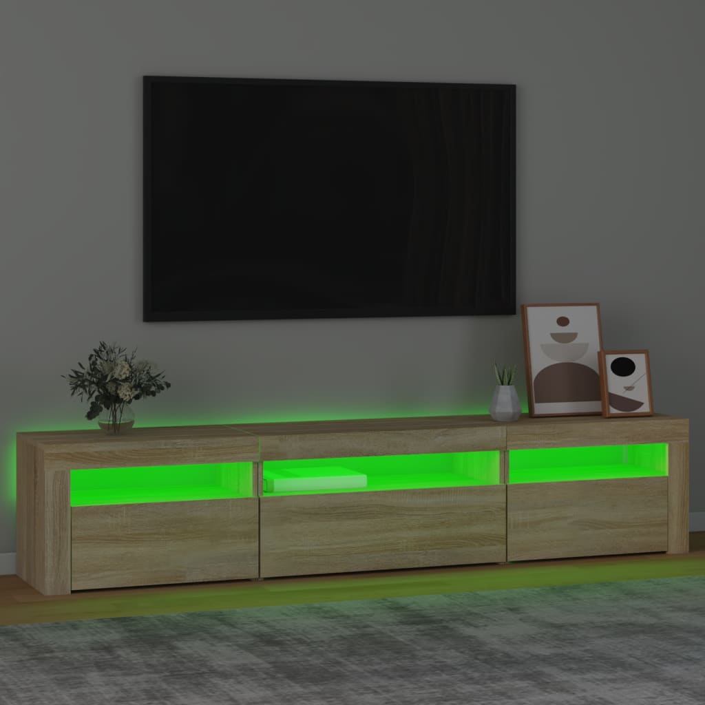 Meuble TV avec lumières LED Chêne sonoma 195x35x40 cm - XIOS